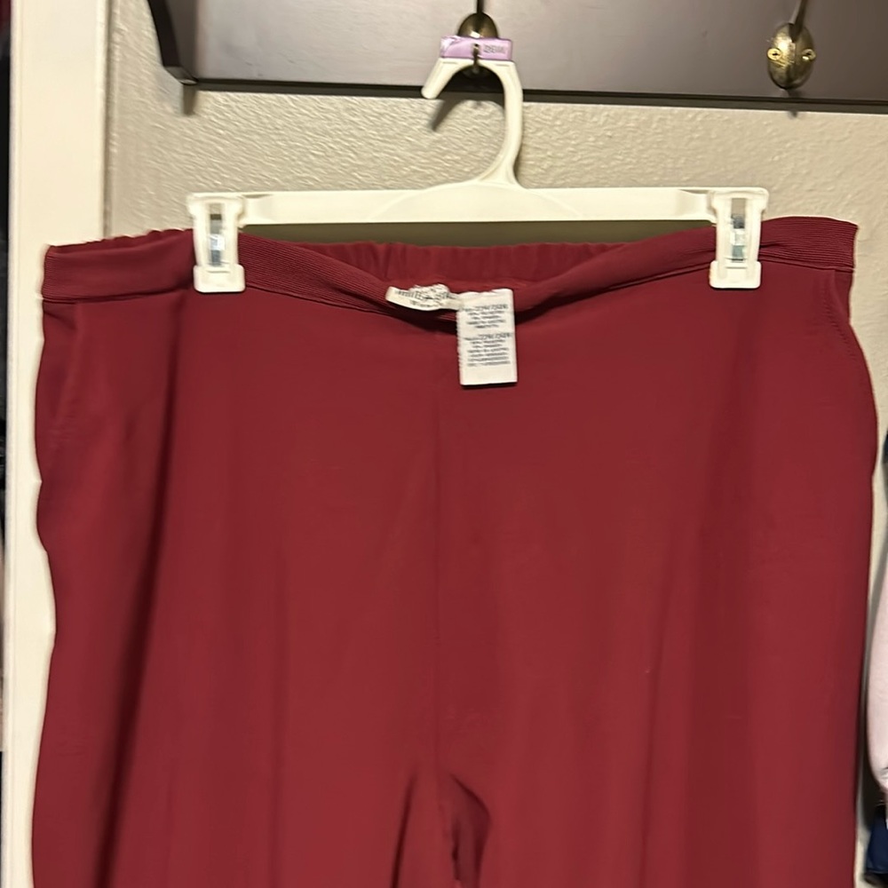 Elastic waist 22W24W burgundy slacks with pockets